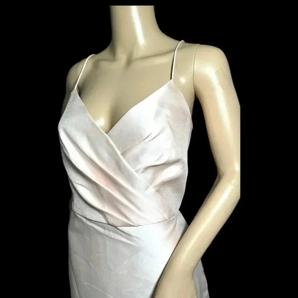 NWT ALFRED SUNG D777 Satin Twill V Neck Cocktail Dress In Blush Pink Size 12 - Picture 5 of 14